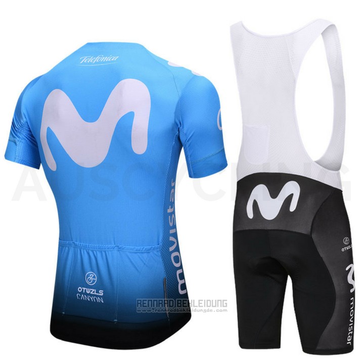 2018 Fahrradbekleidung Movistar Blau Trikot Kurzarm und Tragerhose - zum Schließen ins Bild klicken